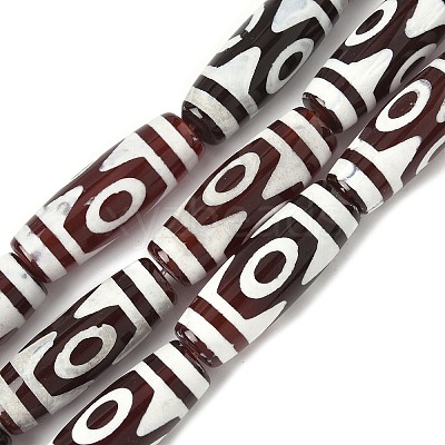 Rice Shape Tibetan Style dZi Beads Strands G-A269-A19-01-1