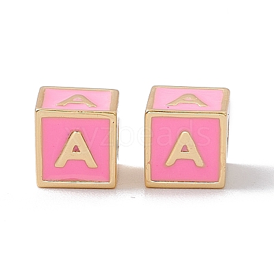 Rack Plating Brass Enamel Beads KK-B060-04G-05A-1