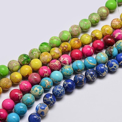 Natural Imperial Jasper Beads Strands G-I122-8mm-M-1