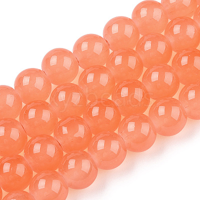 Baking Paint Imitation Jade Glass Round Bead Strands X1-DGLA-Q021-8mm-31-1