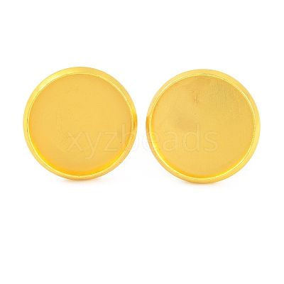 Brass Stud Earring Findings with Flat Round Tray KK-G502-08G-1