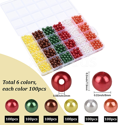 6 Colors Imitation Pearl Acrylic Beads OACR-SP0001-76B-1