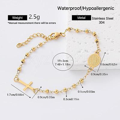 304 Stainless Steel Oval with Religion Virgin Link Bracelets for Women YL3658-5-1