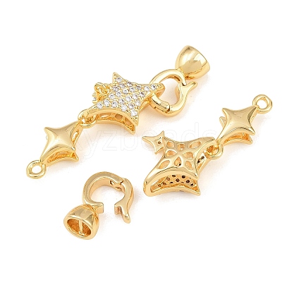 Brass Micro Pave Clear Cubic Zirconia Fold Oval Clasp KK-CBABC34-10G-1