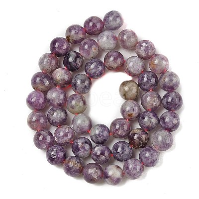 Natural Lepidolite/Purple Mica Stone Beads Strands G-B133-A01-8MM-1