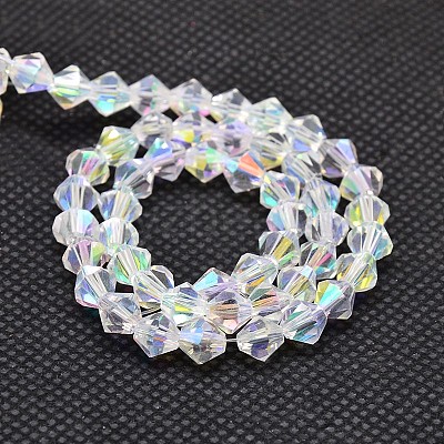 Imitate Austrian Crystal Electroplate Bicone Glass Bead Strands GLAA-F029-3x3mm-A01-1