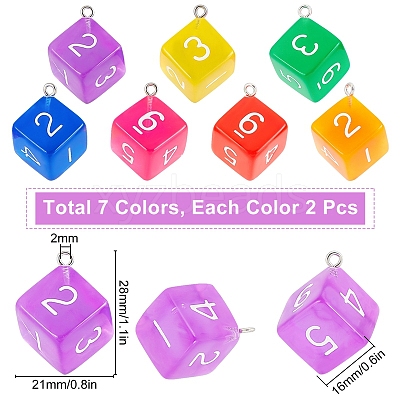 14Pcs 7 Colors Acrylic Pendants TACR-SC0001-12-1