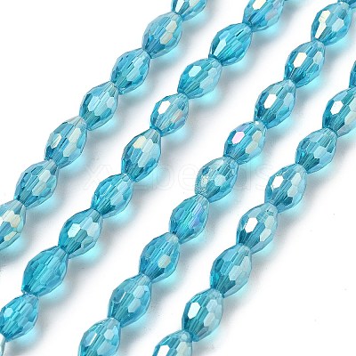Transparent Electroplate Glass Beads Strands EGLA-A037-T6x8mm-B16-1