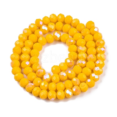 Electroplate Opaque Solid Color Glass Beads Strands EGLA-A044-P6mm-L29-1