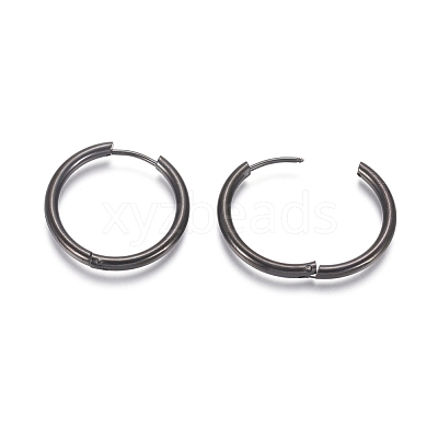 304 Stainless Steel Huggie Hoop Earrings EJEW-F111B-25mm-B-1