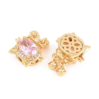 Brass Micro Pave Cubic Zirconia Beads KK-A298-13G-01-1