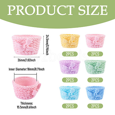 12Pcs 6 Colors Resin Basket Mini Model AJEW-TA0005-85-1
