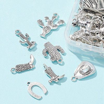 58Pcs 14 Styles Tibetan Style Alloy Pendants TIBE-FS0001-04-1