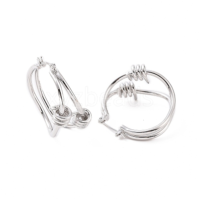 Brass Thorns Beaded Hoop Earrings for Women EJEW-F303-09P-1