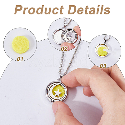 2 Sets Alloy Hollow Essential Oil Diffuser Perfume Locket Pendant 304 Stainless Steel Chain Necklaces NJEW-HS0001-22A-1
