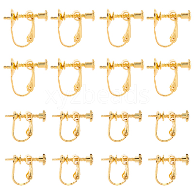 16Pcs 2 Styles Brass Clip-on Earring Findings KK-SC0006-64-1