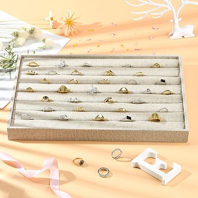 Imitation Burlap Jewelry Ring Displays RDIS-G002-03-1