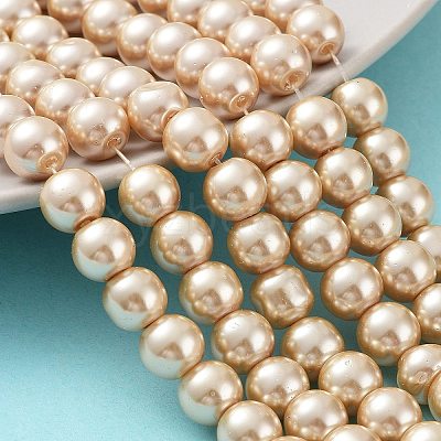 Baking Paint Pearlized Glass Pearl Round Bead Strands HY-Q330-8mm-42-1