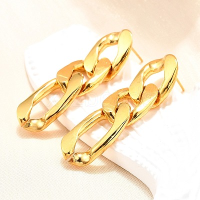 Iron Plating(IP) 304 Stainless Steel Stud Earrings EJEW-D095-23G-1