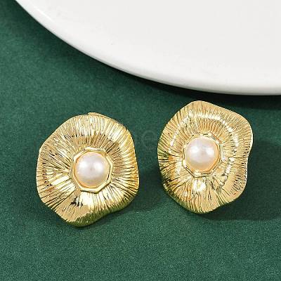 304 Stainless Steel ABS Plastic Pearl Stud Earrings LS-STAS-D368-01C-G-1