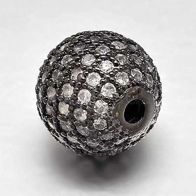 Round Brass Micro Pave Cubic Zirconia Beads ZIRC-N016-01B-12mm-1