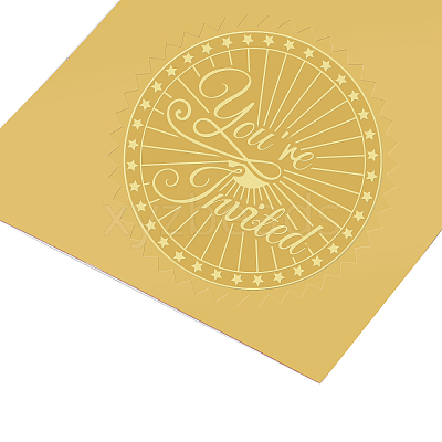 Plastic Self Adhesive Gold Foil Embossed Stickers DIY-WH0211-024-1
