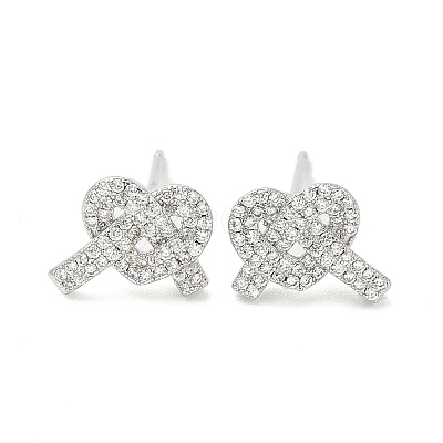 Rack Plating Brass Micro Pave Clear Cubic Zirconia Stud Earrings for Women EJEW-M260-16P-1