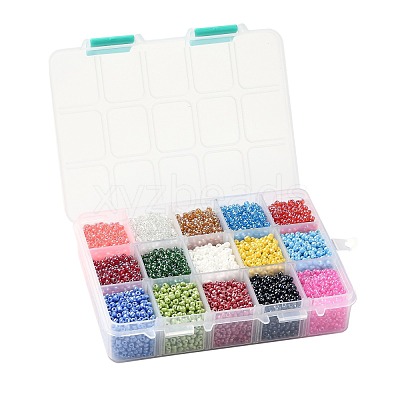 375G 15 Colors Glass Seed Beads SEED-JP0004-04-3mm-1
