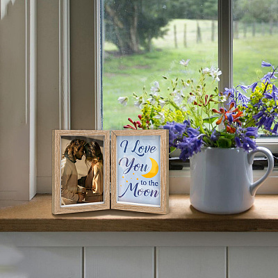 Word I Love You To The Moon Wood Picture Frames Box AJEW-FG0004-02C-1