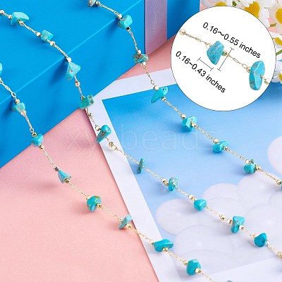 Synthetic Turquoise Chips Beaded Chains CHC-SZ0001-62K-1