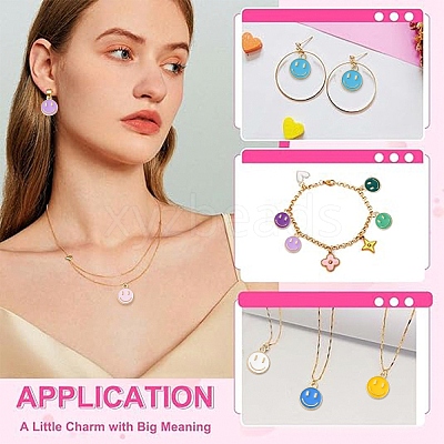 18Pcs 9 Colors Alloy Enamel Charms ENAM-YW0001-97-O-1