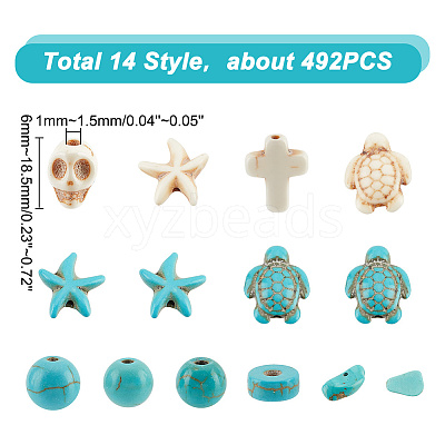 14 Styles Synthetic Turquoise Beads Strands TURQ-AR0001-29-1