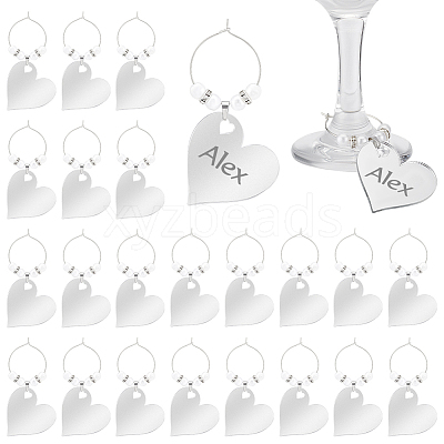 24Pcs Mirror Surface Acrylic Wine Glass Charms AJEW-BC00007-1