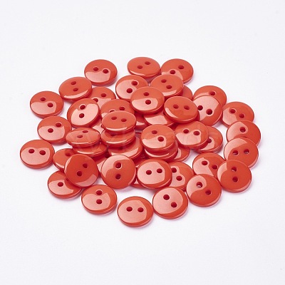 2-Hole Flat Round Resin Sewing Buttons for Costume Design BUTT-E119-14L-08-1