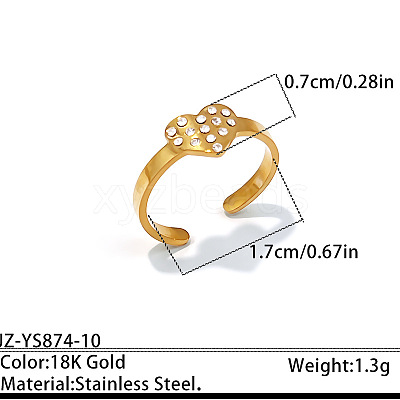 Ocean 304 Stainless Steel Rhinestone Cuff Open Rings WGF30C4-10-1