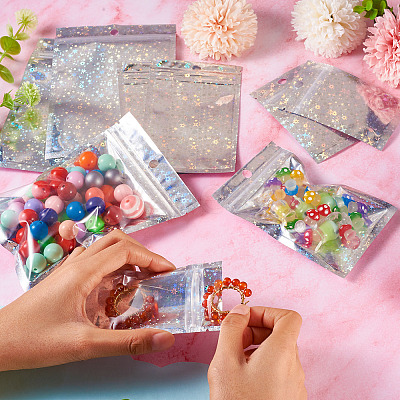 60Pcs 3 Styles Laser Plastic Resealable Bags ABAG-TA0001-56A-1