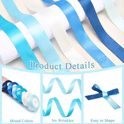 6 Rolls 6 Colors Polyester Ribbon OCOR-CP0001-27B-1