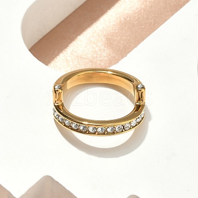 304 Stainless Steel Micro Pave Cubic Zirconia Finger Rings for Women RJEW-F205-01E-G-1