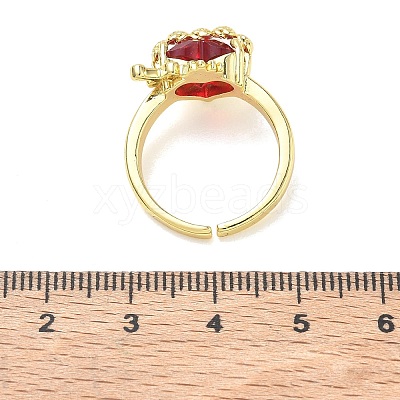 Brass & Glass Cuff Open Rings for Women KK-CBA760A-01A-G-1