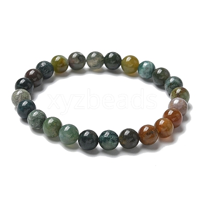 Natural Indian Agate Bead Stretch Bracelets BJEW-K212-B-010-1