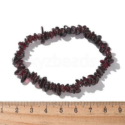 Chips Natural Garnet Beaded Stretch Bracelets X-BJEW-JB01826-09-1
