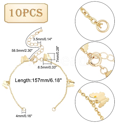 10Pcs Brass Curb Chains Bracelet Making AJEW-UN0001-19-1