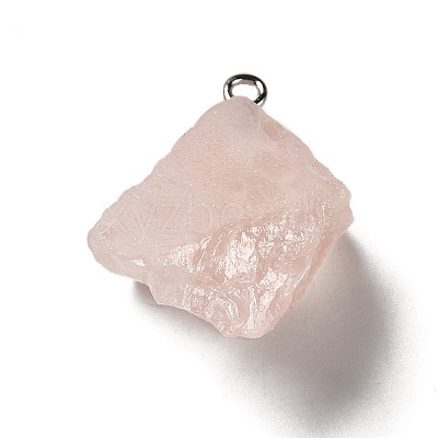 Raw Rough Natural Rose Quartz Pendants G-A028-01D-1