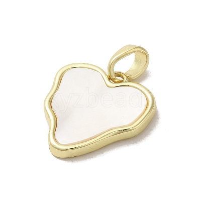 Brass Pave Shell Pendants KK-I708-13F-G-1