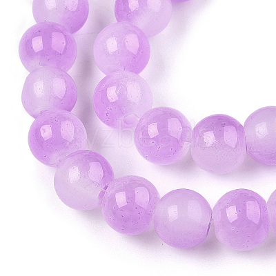 Baking Paint Imitation Jade Glass Round Bead Strands X1-DGLA-N003-8mm-05-1