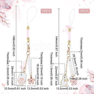4Pcs 2 Styles Cute Japanese Cherry Blossom Pendant Decorations HJEW-OC0001-27-1