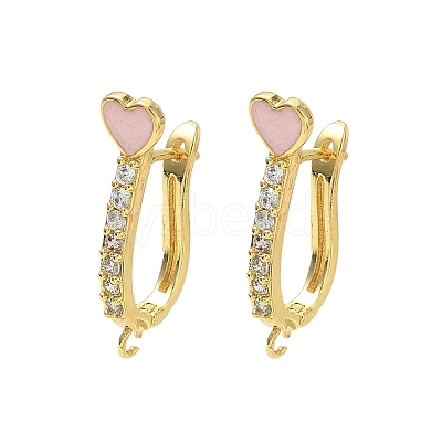 Brass Micro Pave Clear Cubic Zirconia Hoop Earring Findings EJEW-C185-01G-02-1