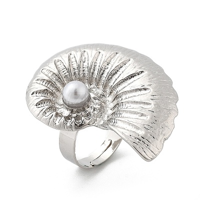 Conch Alloy Adjustable Rings for Women RJEW-B108-03P-1