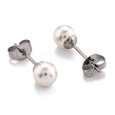 Plastic Imitation Pearl Stud Earrings X-STAS-D0001-03-P-A-1