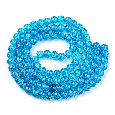 Spray Painted Crackle Transparent Glass Beads Strands CCG-Q001-6mm-06-A-1